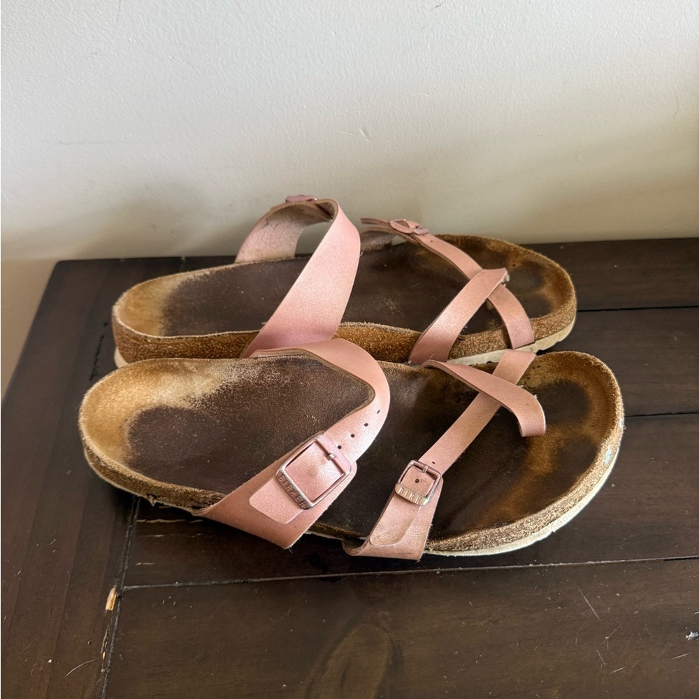 Birkenstock Mayari Sandals Pink Metallic Double Strap Buckle EU 39 US 8